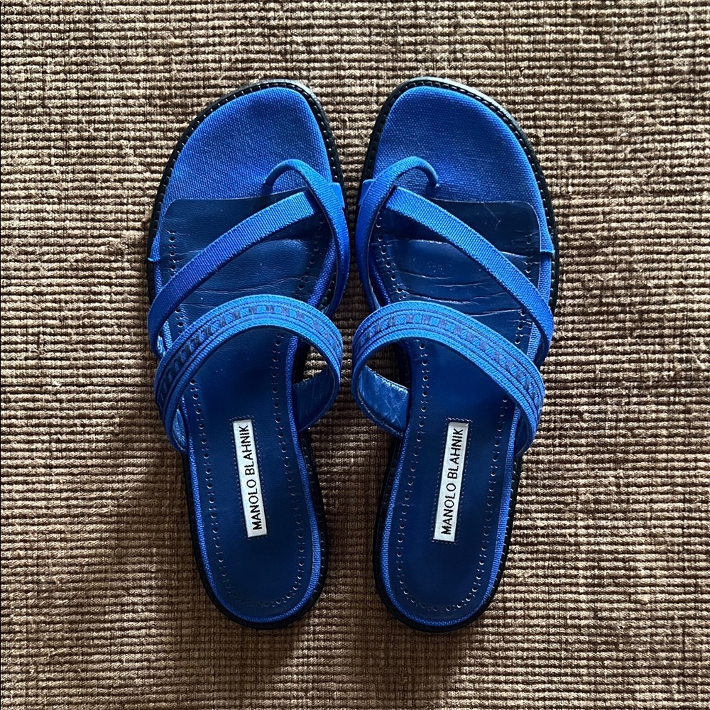 Manolo Blahnik Vibrant Blue Sandals